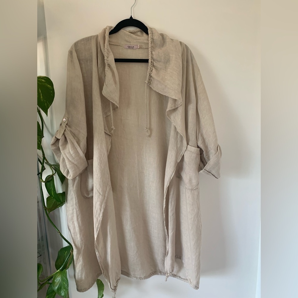 Own It Beige Linen Cardigan
